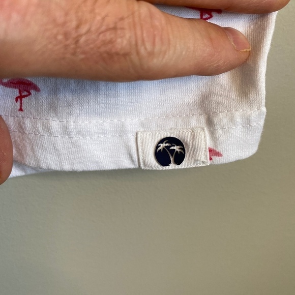 Denim & Flower Men's White Allover Flamingo Print Short Sleeve T-shirt Medium - Picture 4 of 8